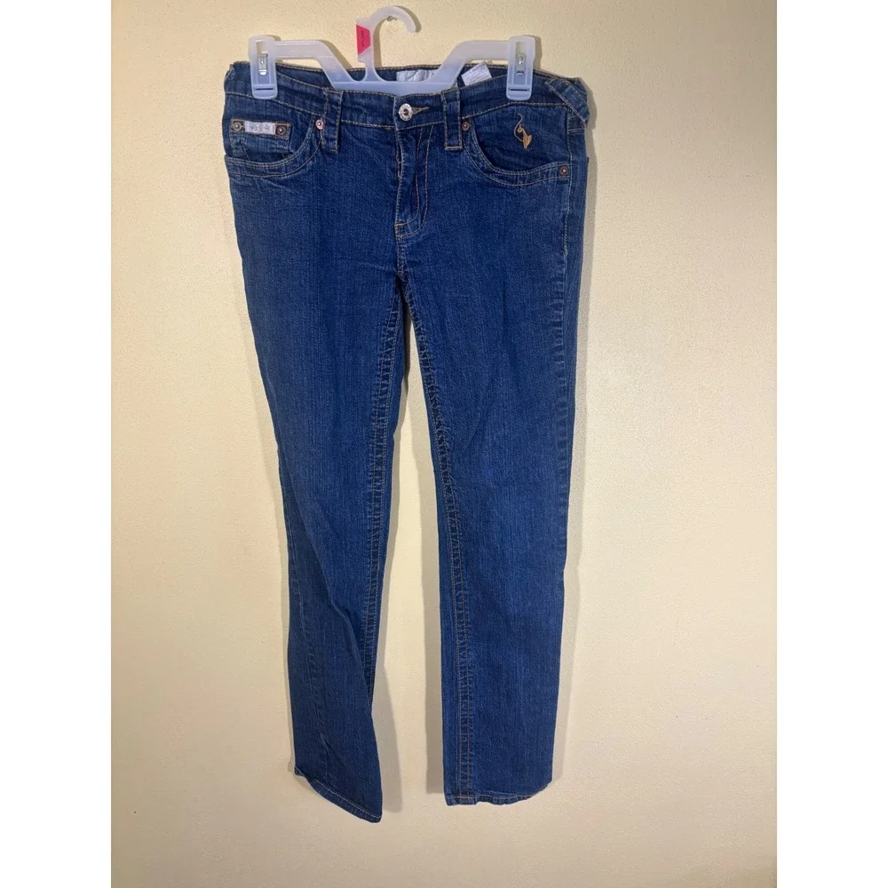 Baby Phat Womens Medium Wash Embroidered Cat Logo Slim Jeans Blue Size 9 Y2K
